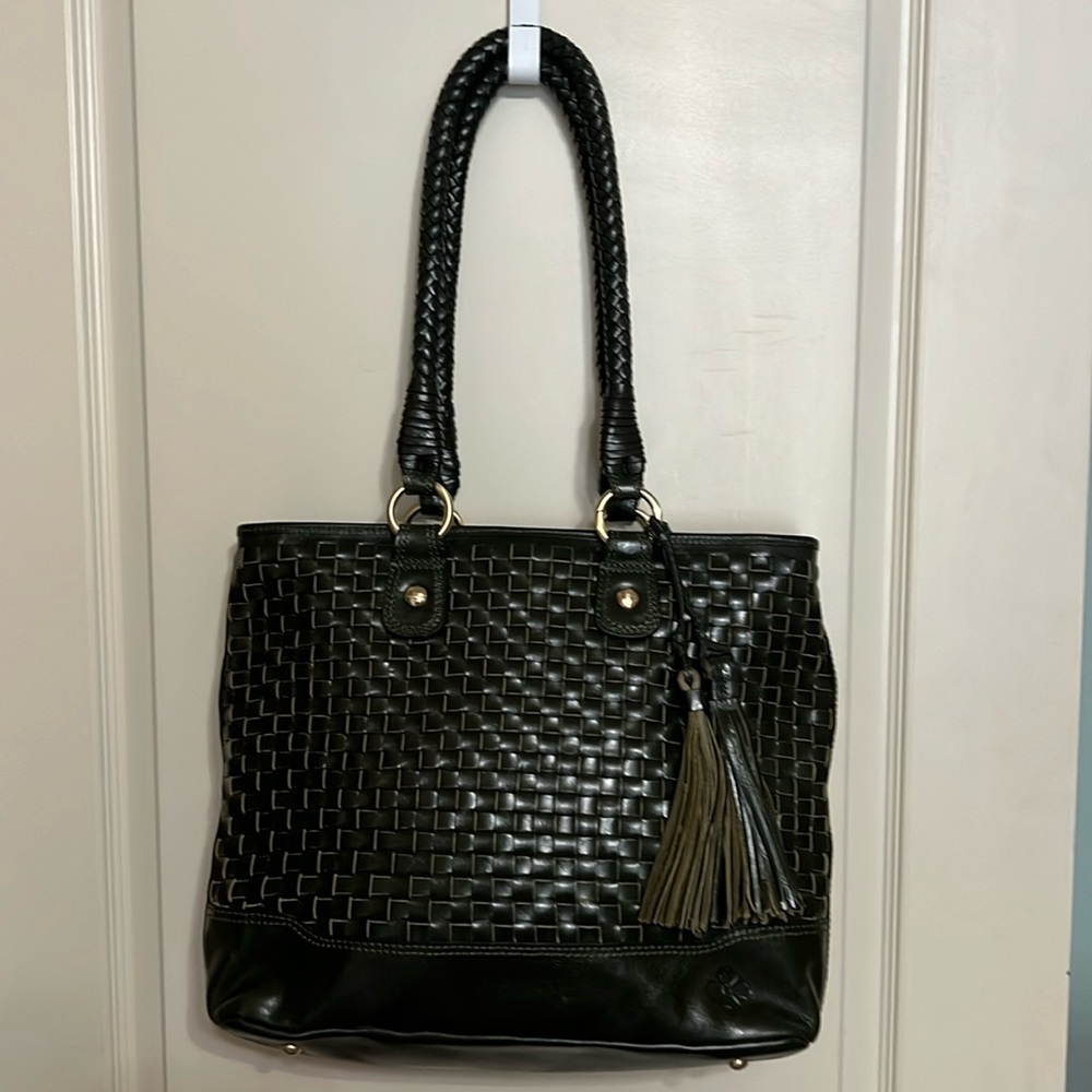 Patricia Nash Leather Lesina Dicovery Tote Dark Olive NWOT